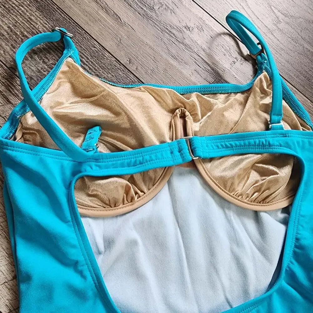 Victoria's Secret Vintage Blue One-Piece Swimsuit‎ with Heart Hardware Size 8